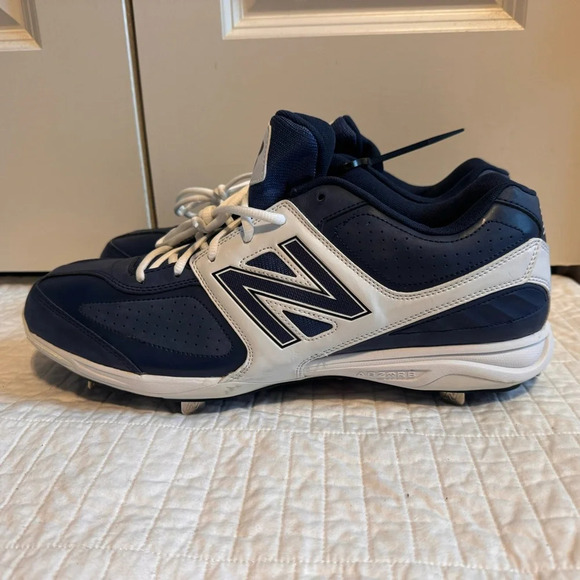 New Balance Men’s 4040 Low Metal Baseball Cleat Blue White Sz 16 - Picture 4 of 9